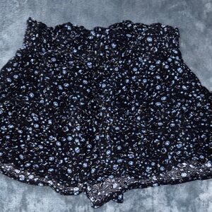 Vanilla Star Black and Blue Floral Shorts/Skirt